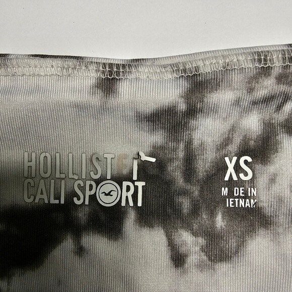 Hollister Active Leggings Size XS Grey White Black Sheer Mesh Side Panel Pocket - Picture 6 of 10